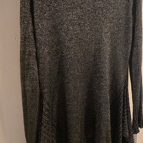 BELLDINI Black & Silver Metallic Open Cardigan Sweater SIZE L - Picture 5 of 6